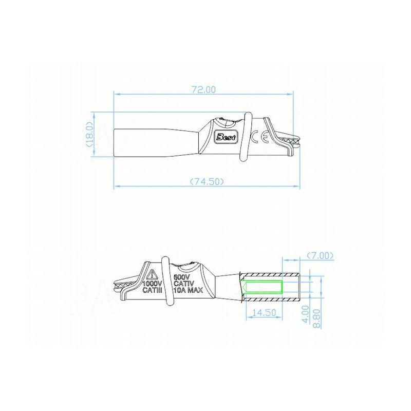 Krokodylek bezp. gn. 4mm KK1A-0007 CAT IV 600V, 10A czerwony