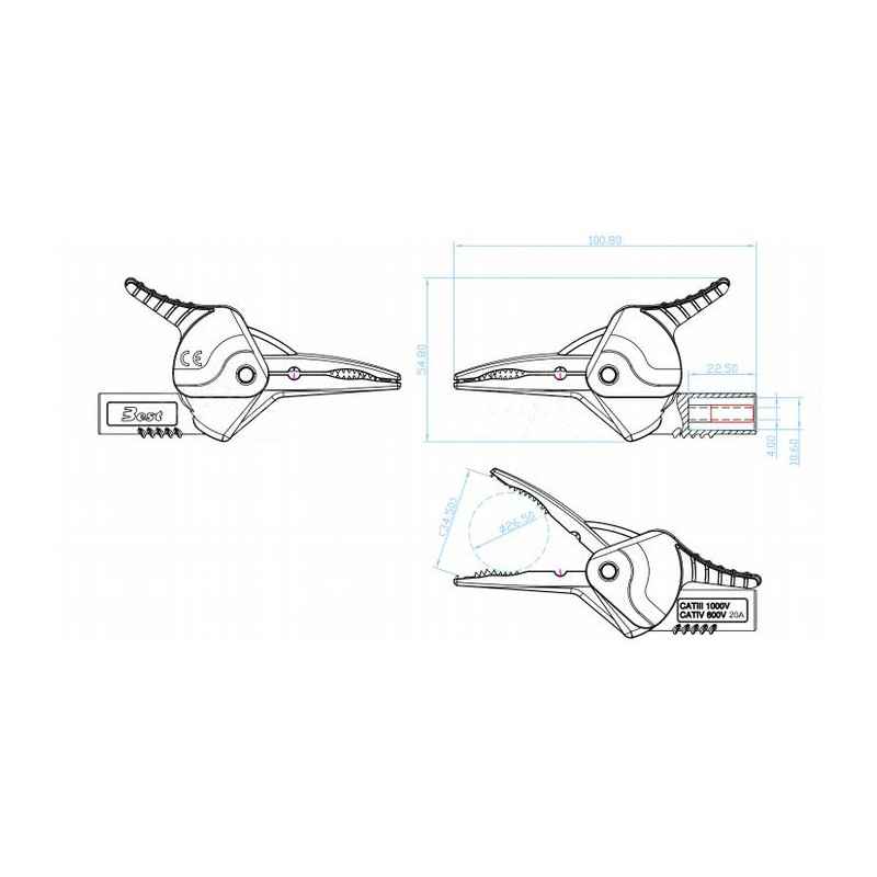 Krokodylek bezp. gn. 4mm KK1A-0032-BK CAT IV 600V, 20A czarny