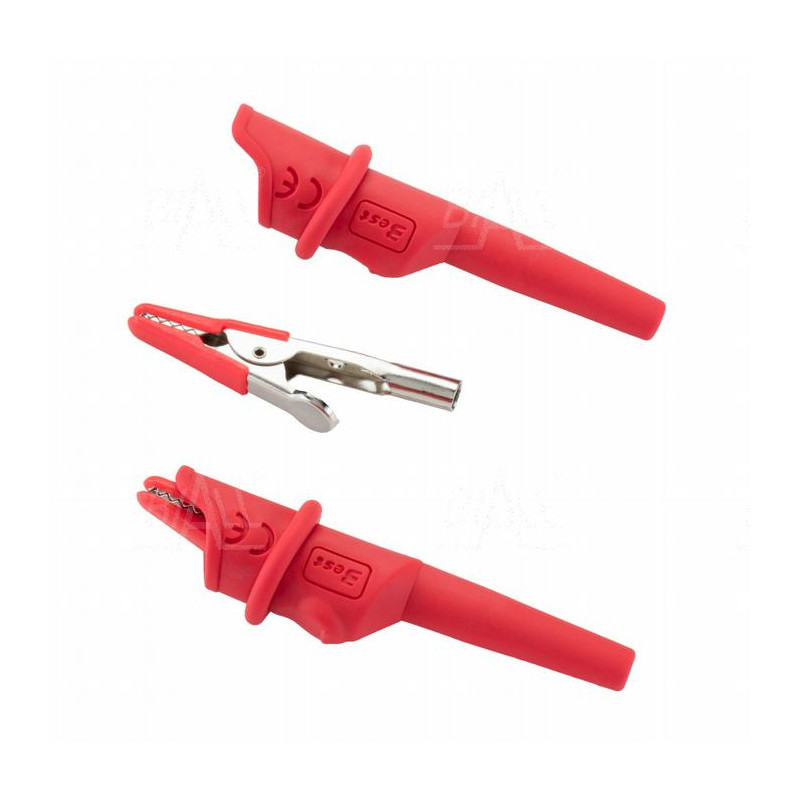 Krokodylek bezp. na przewód KK1A-0057-R CAT IV 600V, 10A czerwony