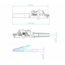 Krokodylek bezp. na przewód KK1A-0057-BK CAT IV 600V, 10A czarny