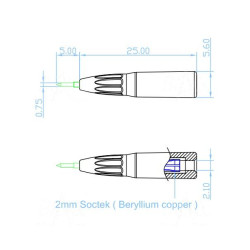 Sonda pomiarowa 0.75mm , gniazdo 2mm 1N-0002-BK, czarny