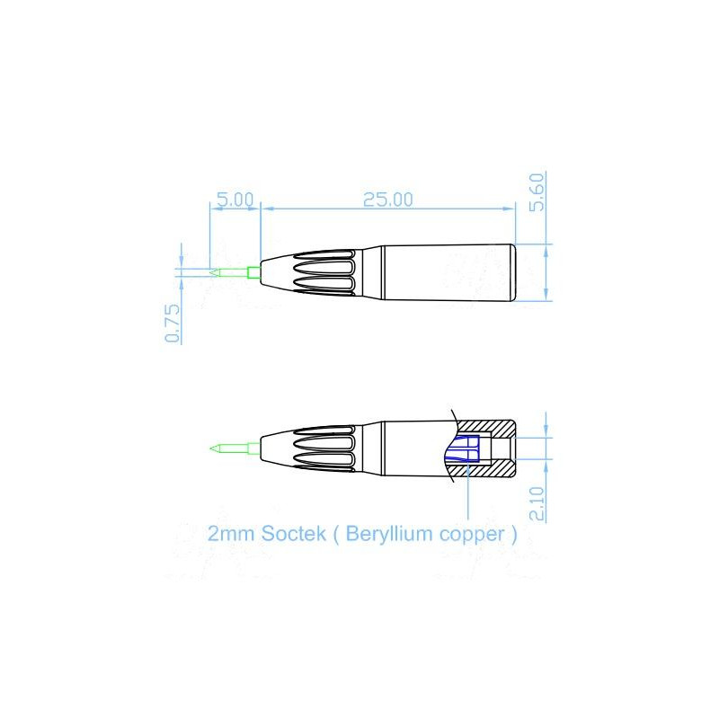 Sonda pomiarowa 0.75mm , gniazdo 2mm 1N-0002-BK, czarny