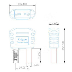Adapter TCK 1N-0001 do sond temp. K (2x wtyk izol 4mm - gniazdo mini K)