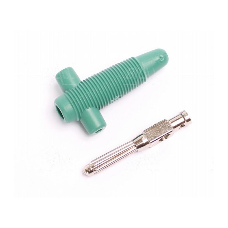 Wtyk banan 4mm z gn. 4mm BUELA300-GN 60V/30V~ 30A zielony