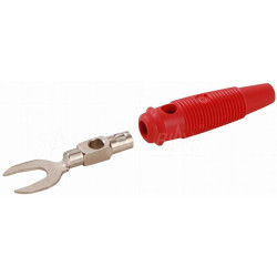 Wtyk widełkowy na przewód KB2-R  60V /30V~, 30A, czerwony