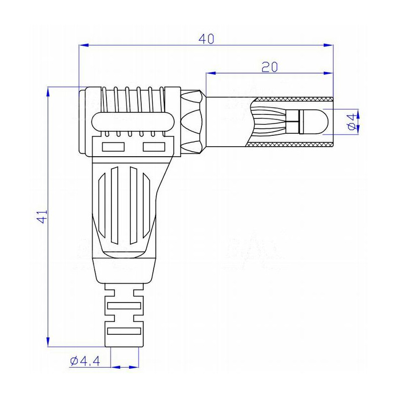 Wtyk banan bezp. 4mm kątowy WB504-BK CAT III 1000V 19A czarny
