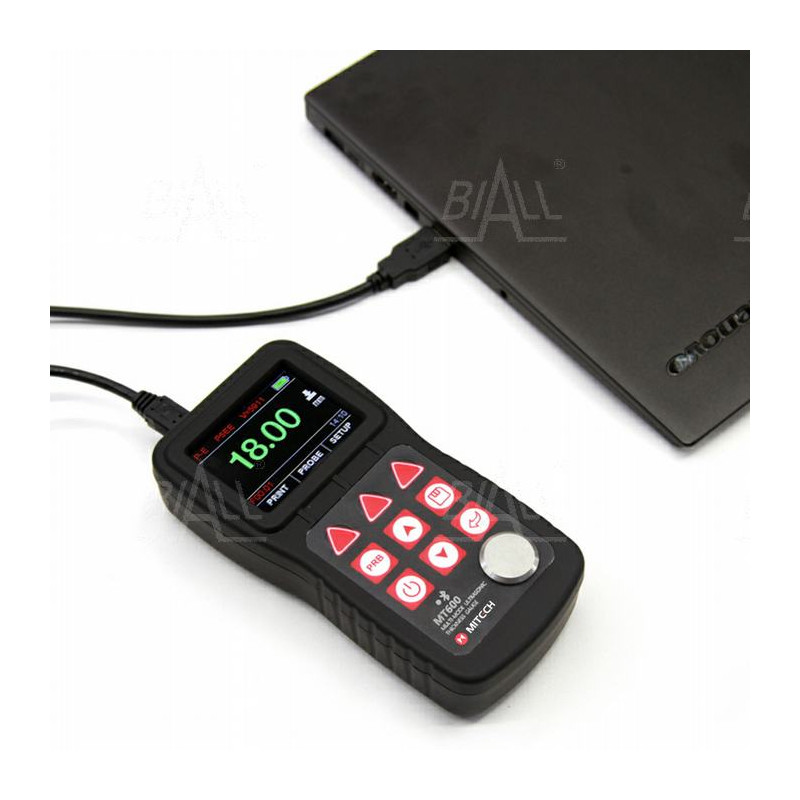 MT600 Miernik grubości materiałów 0,65~600mm(P-E) 3-100mm(E-E) 0,1/0,01/0,001mm USB i BT