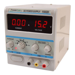 Zasilacz serwisowy 1502D DC 15V/2A LED z przewodami pomiarowymi PP-Z