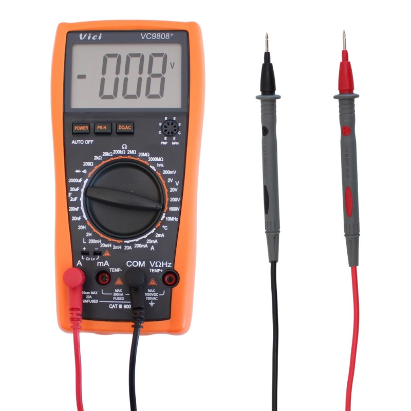 VC9808+ Multimetr RLC (LCR) LCD 1999max PEAK HOLD, Temp, hFE
