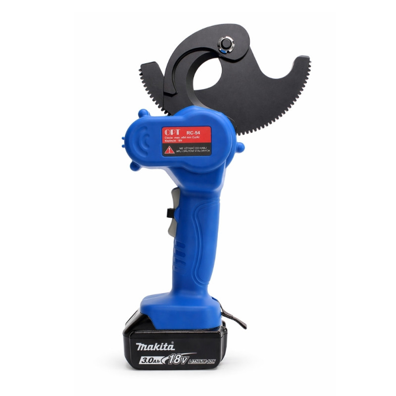 
       OPT RC54 nożyce akumulatorowe z zębatką do kabli Cu/Al fi 54mm + Makita 3Ah 18V
     