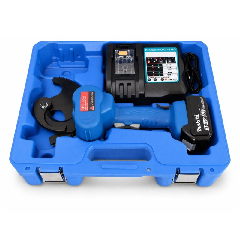 
       OPT RC54 nożyce akumulatorowe z zębatką do kabli Cu/Al fi 54mm + Makita 3Ah 18V
     