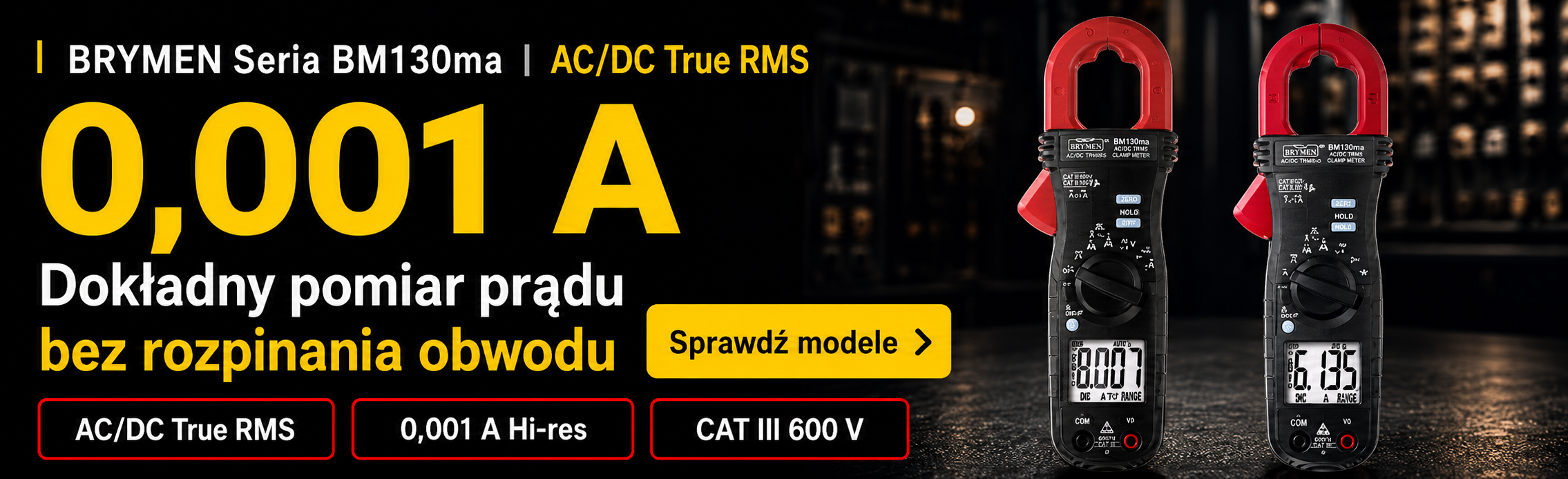 Brymen BM135ma i BM137ma: mierniki cęgowe AC/DC z zakresem AmpTip™ 0,001 A