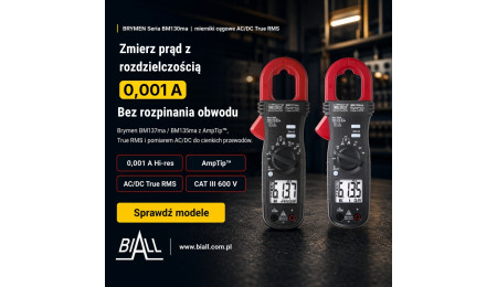 Brymen BM135ma i BM137ma: mierniki cęgowe AC/DC z zakresem AmpTip™ 0,001 A